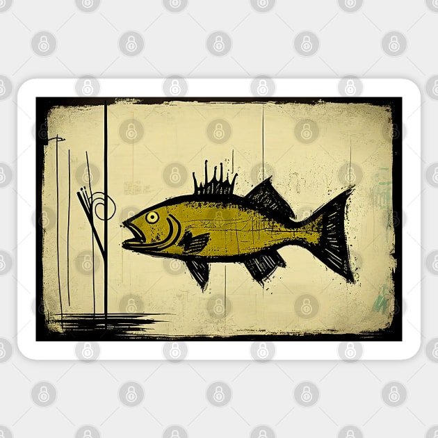 Green Largemouth Bass in Abstract Style Painting Sticker by Walter WhatsHisFace